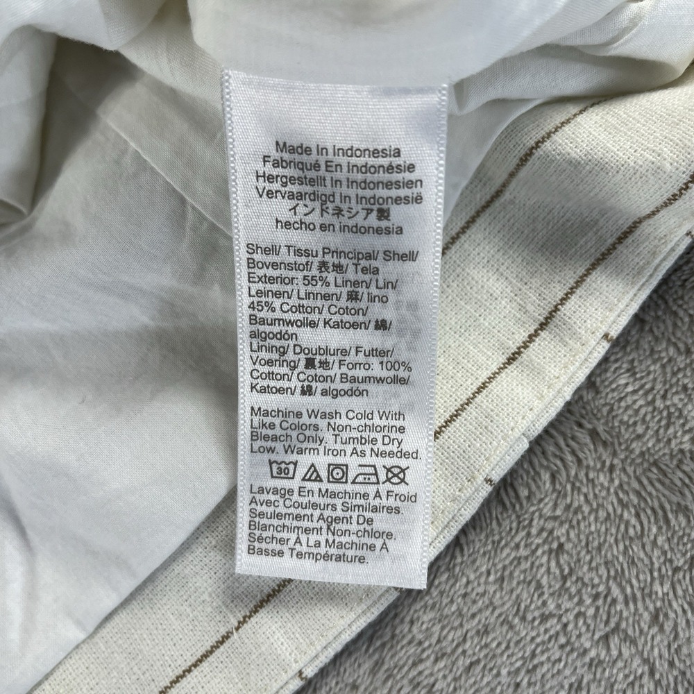 J.Crew Women 18 Linen Pinstripe Vest Cream Tan Button Layering Coastal Grandma - Picture 3 of 8